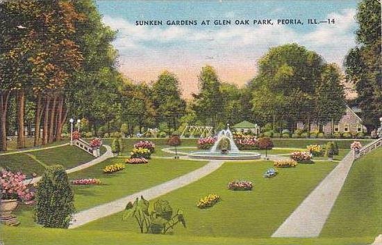 Illinois Peoria Sunken Gardens At Glen Oak Park 1951