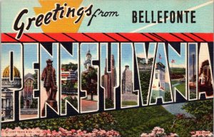 Greetings From Bellefonte Pennsylvania Large Letter Linen Curteich