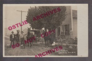 Greenleaf WISCONSIN RPPC c1910 RFD MAILMAN Mail Buggy CARRIERS nr Green Bay USPS