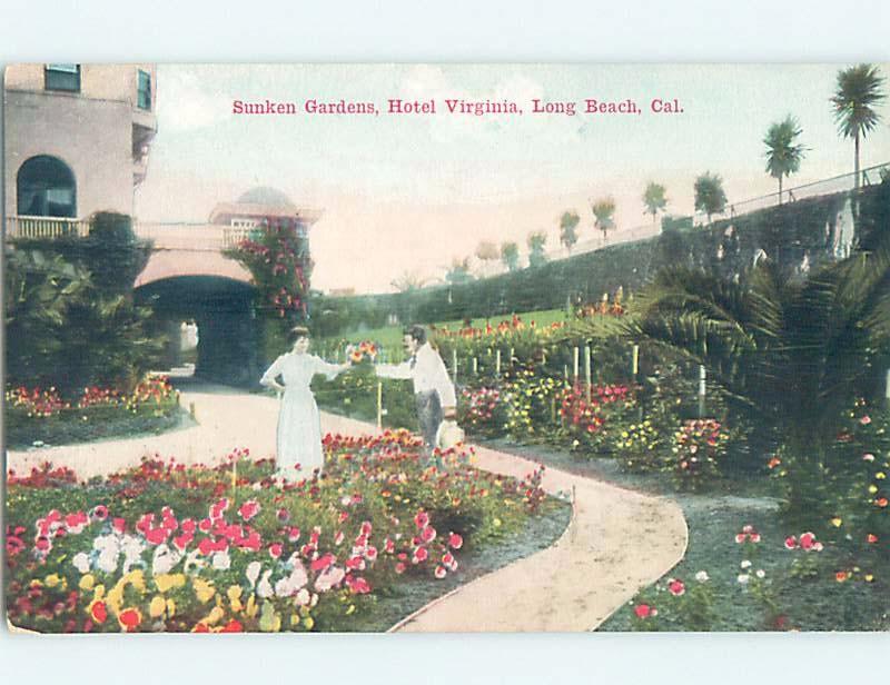 Unused Divided-Back SUNKEN GARDEN AT HOTEL Long Beach - Los Angeles CA B1783