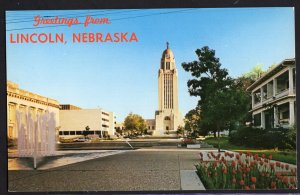 Nebraska LINCOLN Greetings from View 400 Foot Tower 32ft Bronze Statue - Chrome