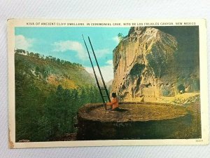 Vintage Postcard 1920's Kiva Ancient Cliff Dwellers Ceremonial Cave New Mexico