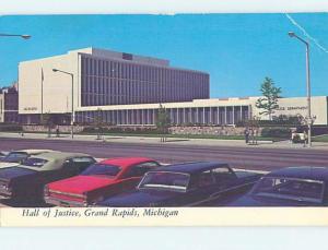 1960's OLD CARS AT POLICE STATION & COURTHOUSE Grand Rapids Michigan MI d2811