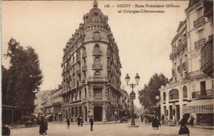 CPA vichy streets president wilson and Georges Clemenceau (1157446) 