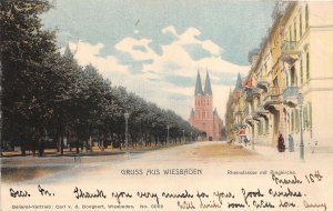 Lot138  gruss aus wiesbaden germany litho rheinstrasse with ring church