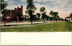 Vtg Chicago Illinois IL Potter Palmer Residence Lake Shore Drive 1905 Postcard