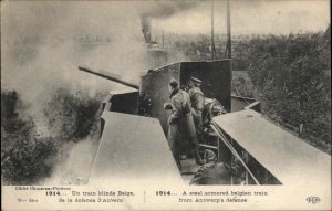 WWI Belgium Steel-Armored Belgian Train Antwerp Vintage Postcard