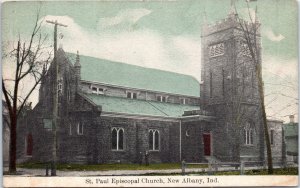 1910s St. Paul Episcopal Church New Albany Indiana Postcard
