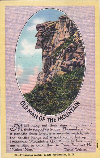 New Hampshire White Mountains Franconia Notch Old Man Of The Mountain 1946 Cu...