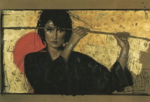 Nico Vrielink Deadly Japanese Woman Flag 1989 Painting Postcard