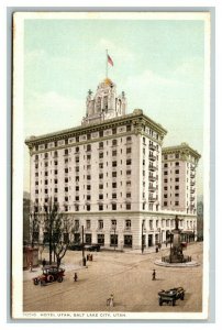 Vintage 1910's Advertising Postcard Antique Autos Hotel Utah Salt Lake City UT