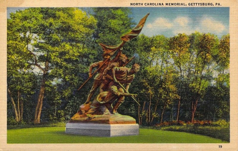 Civil War, Linen Era, North Carolina Memorial, Gettysburg, Pa,Old Postcard