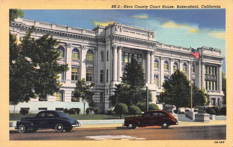 Kern County Court House, Bakersfield, California, Linen Postcard, Unused