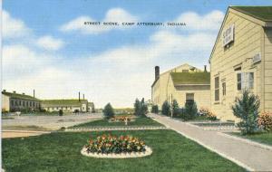 1940s Street Scene Camp Atterbury Indiana IN Linen
