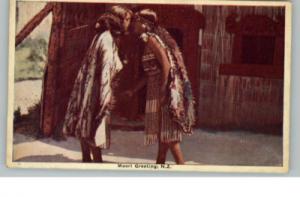 NEW ZEALAND Girls Rub Noses Maori Greeting c1910 PC