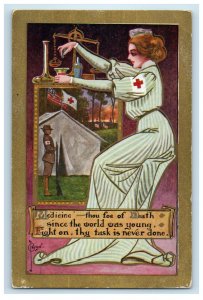 1914 WWI Nurse Soldier Justice Scales Winsch Back Oxbow New York NY Postcard