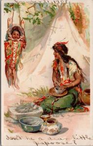 Mother and Child Native American Indians Indigenous People c1907 Postcard E36