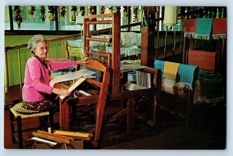 Gatlinburg TN, Addie Watson Weaving At The Hand Loom Craft Center Postcard