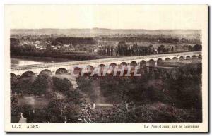 Old Postcard Agen The Canal Bridge over the Garonne