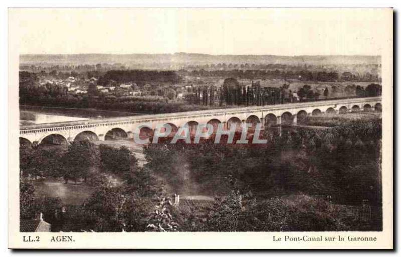 Old Postcard Agen The Canal Bridge over the Garonne