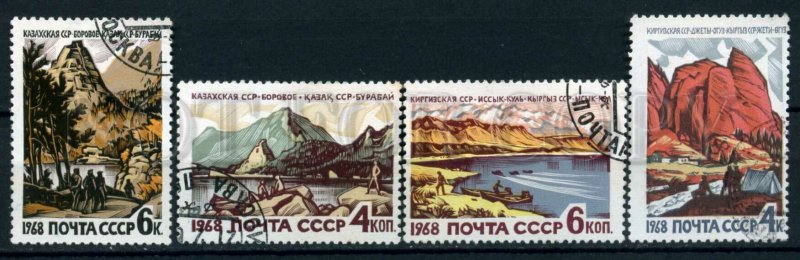 507036 USSR 1968 year resorts of Kazakhstan Kyrgyzstan set