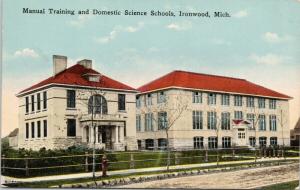 Manual Training & Domestic Science Schools Ironwood MI UNUSED Postcard E47