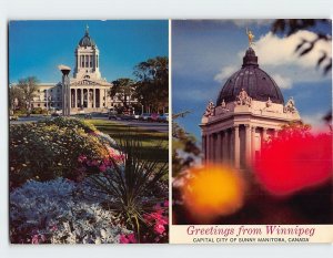 Postcard Greetings from Winnipeg Capital City of Sunny Manitoba Canada