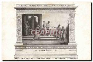 Old Postcard French League of & # 39enseignement Diploma Fete des Ecoles June...