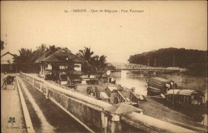 Saigon Vietnam Pont Tournant Harbor Waterfront c1910 Vintage Postcard