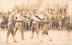 Soldiers Boxing Match Sports Real Photo Vintage Postcard AA41284 