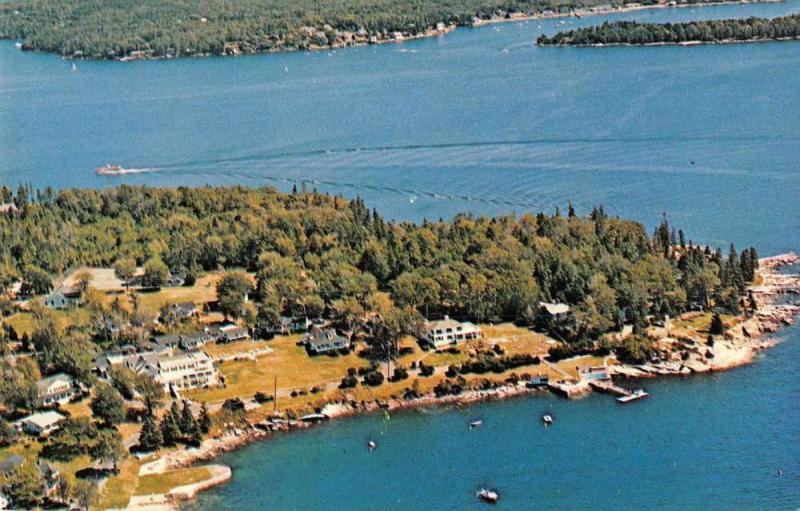 Boothbay Harbor Maine panoramic view from Spruce Point Inn vintage pc Z46926