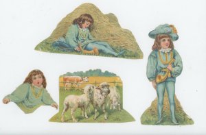 1880's-90's Victorian Lion Coffee Paper Toys Dolls Lot Of 4 #3 *BE