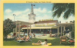 Nevada Las Vegas El Rancho Vegas Hotel Swimming Pool Teich Postcard 22-5348