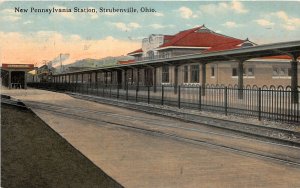 J28/ Steubenville Ohio Postcard c1910 New Penn Railroad Depot Station 176 