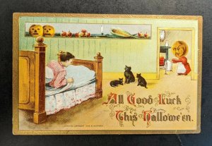 Vintage All Good Luck This Halloween Embossed Illustrated Postcard