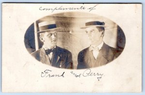 1910's FRANK BARKDOLL PERRY LINT MEN BOATER HATS IOWA? REAL PHOTO POSTCARD