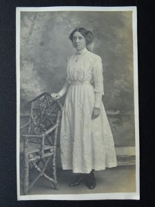 Uttoxeter Studio Portrait YOUNG LADY in Costume (4) c1908 RP Postcard by McCann