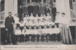 Postcard Superintendent Matron + Orphan Children UB Orphanage Quincy PA