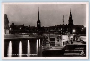 Denmark Postcard Evening Atmosphere at the Stock Exchange c1940’s RPPC Photo