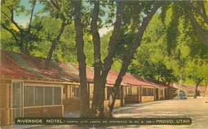 Provo Utah Riverside Motel 1940s roadside Thomas Postcard 21-8423