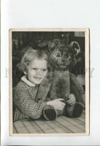 3176198 USSR Charming Girl w/ Toy TEDDY BEAR old REAL PHOTO