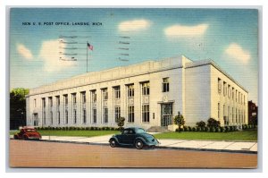 New Post Office Building Lansing Michigan MI Linen Postcard E19