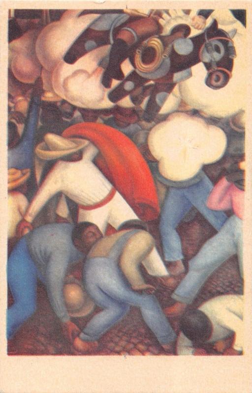 QUEMA de los JUDASBURNING OF JUDASDIEGO RIVERA ARTIST SIGNED POSTCARD 1940s