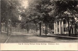 High Street, Wesleyan College Buildings Middletown CT Pre-1908 UDB Postcard L12