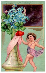 St. Valentine's Day,  Cupid, Flowered Vase