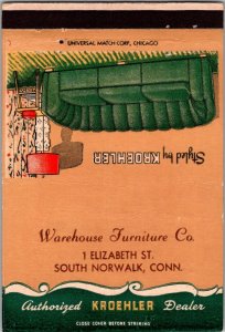 Matchbook Cover Kroehler Warehouse Furniture Co South Norwalk Connecticut MB177