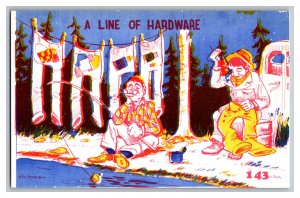 Vintage Postcard A Line Of Hardware Comic Card Fishing Sewing