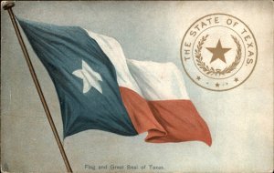 Texas Flag Great Seal TUCK Dallas Series c1900-20s Vintage Postcard