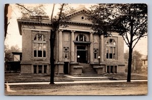 J99/ Conneaut Ohio RPPC Postcard c1910 Public Library Building 228