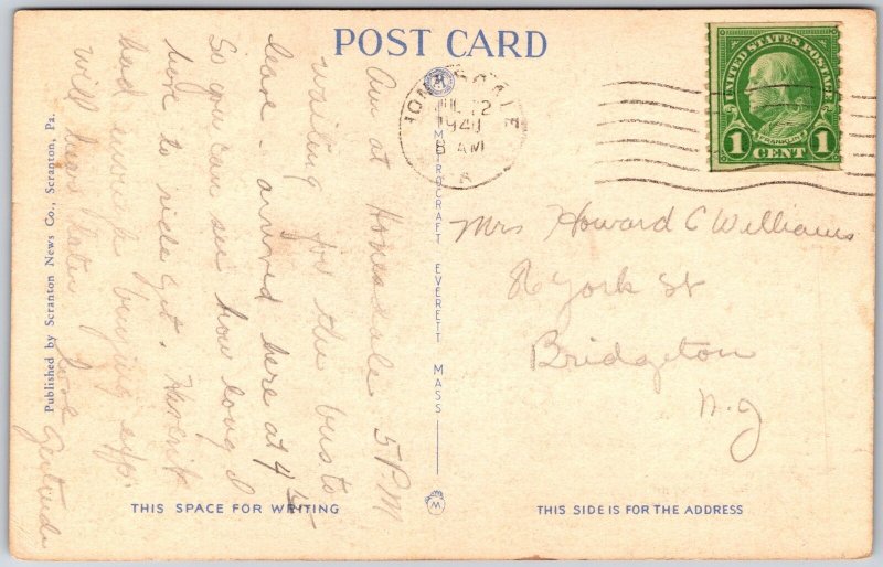1949 Nicholson Bridge Lackawanna Trail Scranton Pennsylvania PA Posted Postcard